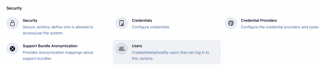 Security option under user settings